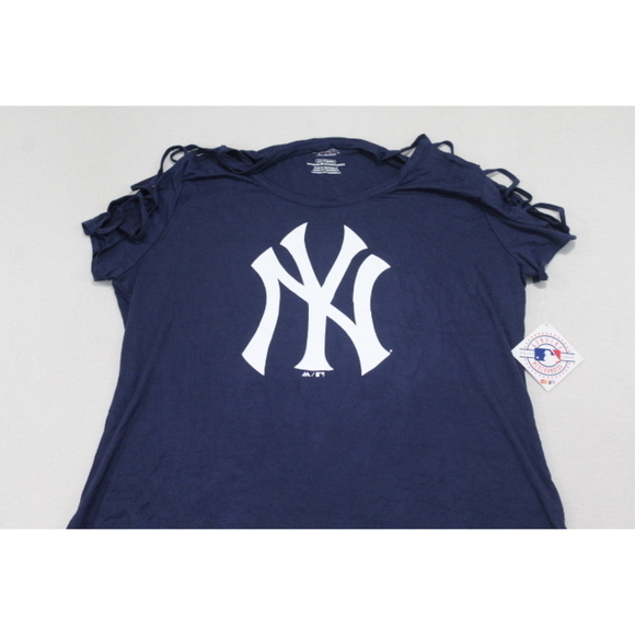 New York Yankees Women Blue Top Majestic Casual Size XXL - Picture 3 of 8